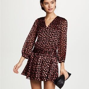 Alice and Olivia Red Heart Drop Waist Dress Red Black Silk size 6